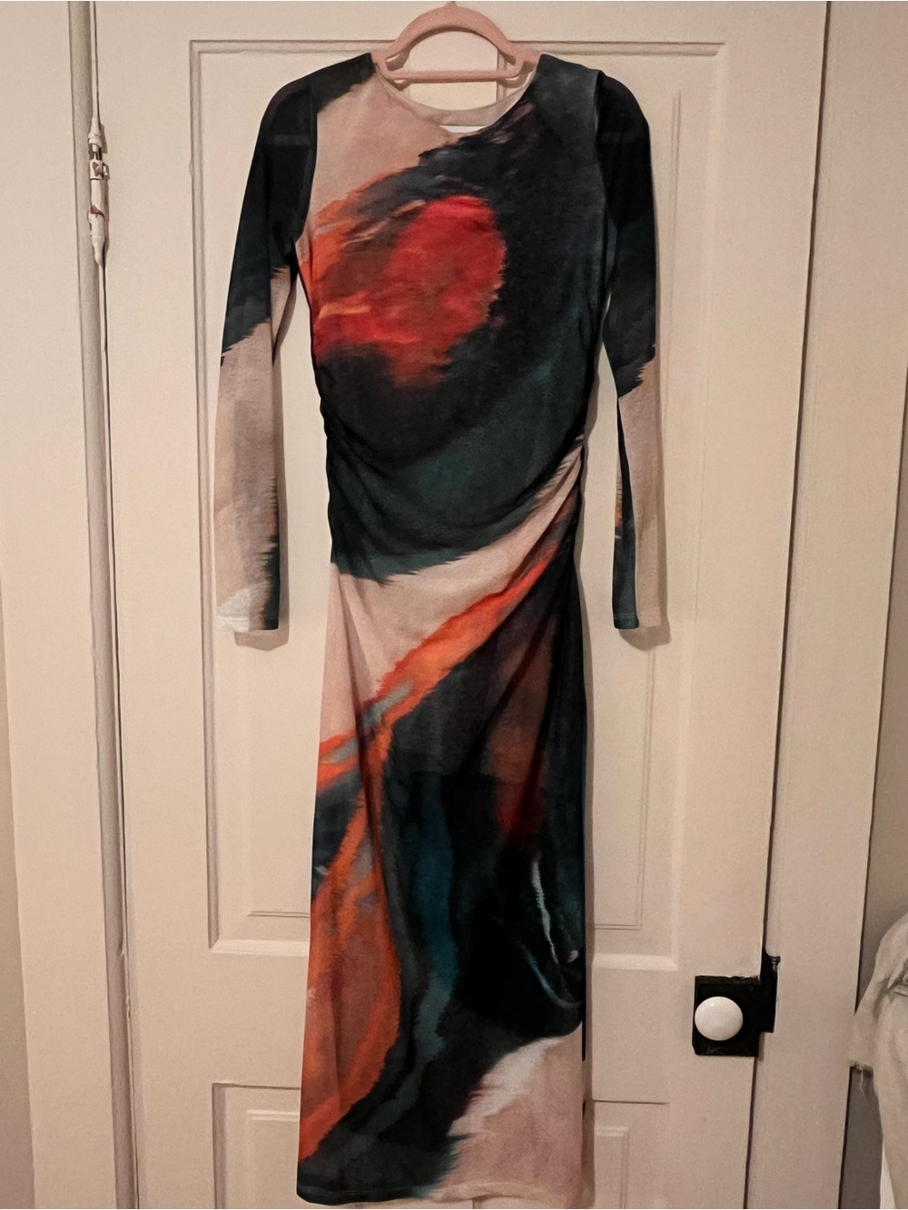 Desigual Maxi Dress, mesh multicolour landscape.